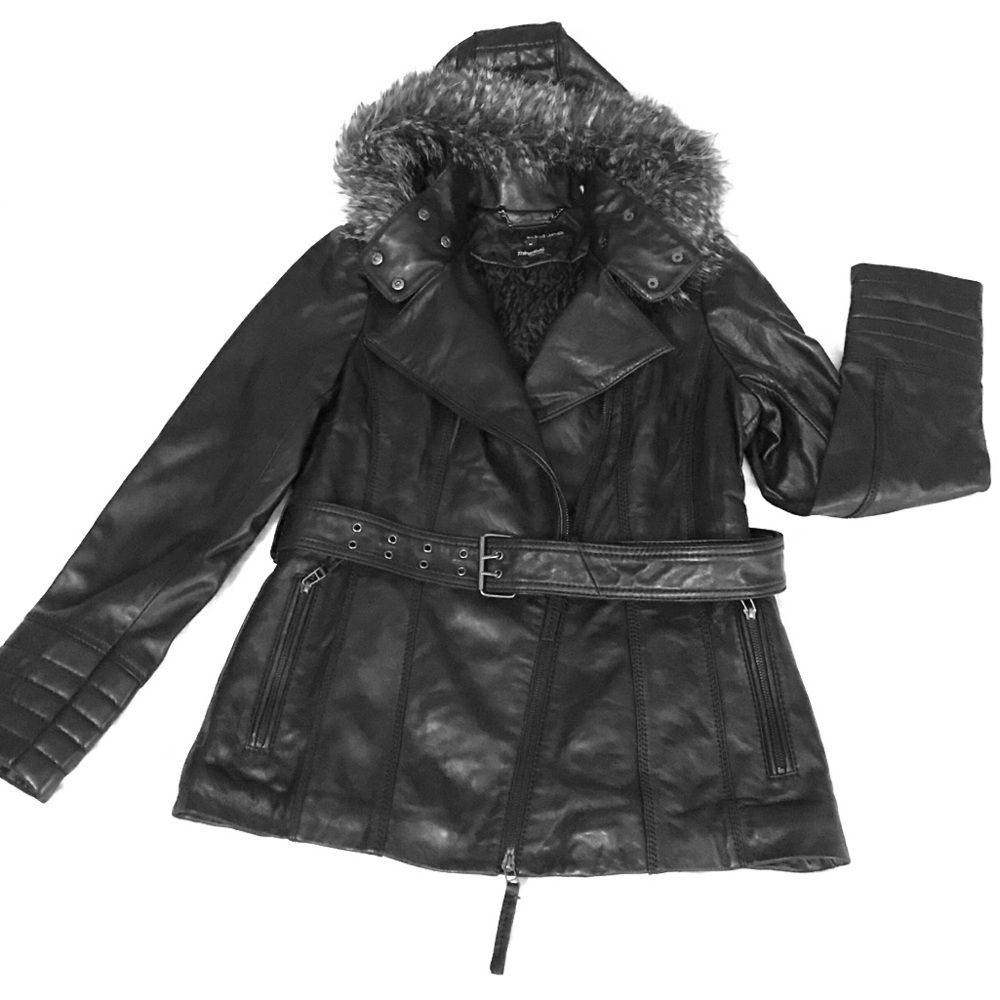 Wilson’s Leather Jacket with Faux Fur Lined Hood